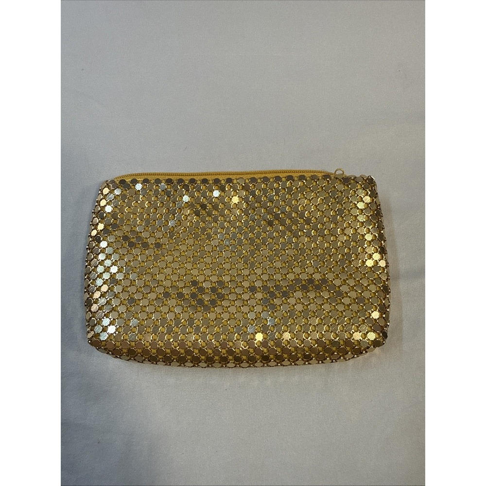 Vintage Charlotte Russe Gold Metal Mesh Zipper Pouch Clutch Evening Bag Y2K